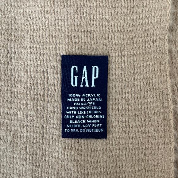 Vintage GAP Scarf Camel Tan Fringe Made in Japan - Picture 5 of 5
